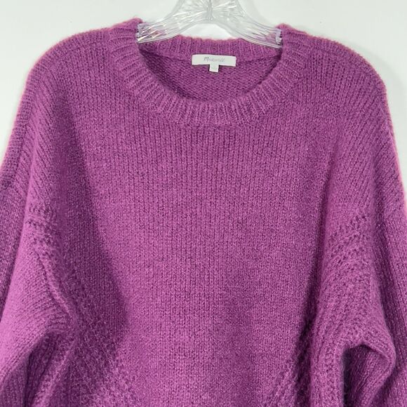 Madewell Simone Crewneck Pullover Sweater Womens Sz L Purple Balloon Sleeve - Picture 4 of 10